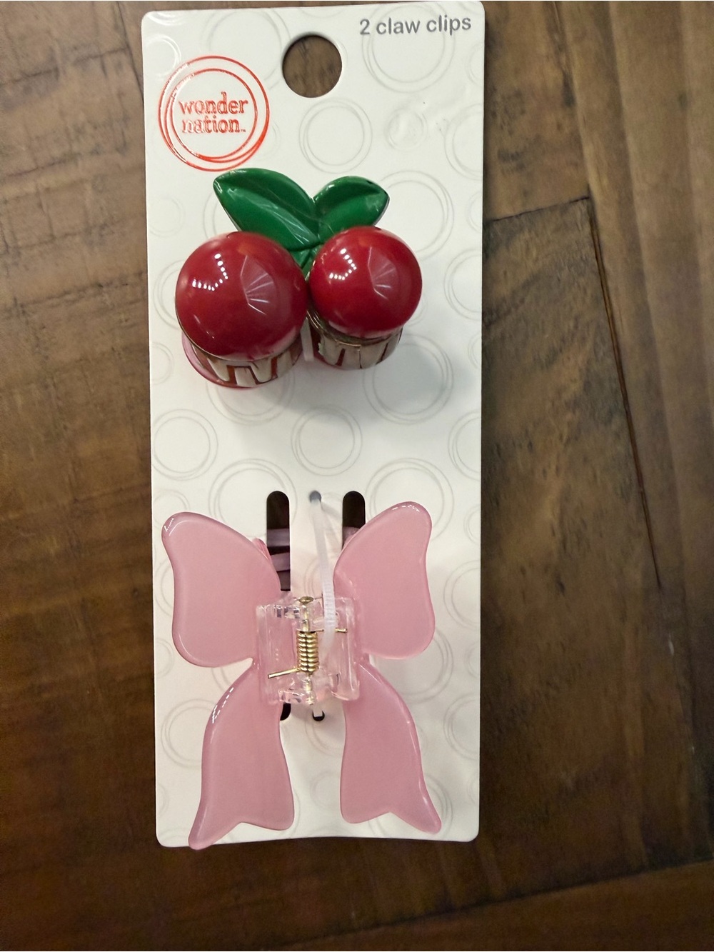 Wonder nation girls cherries and pink bow hair claw hair clips set new